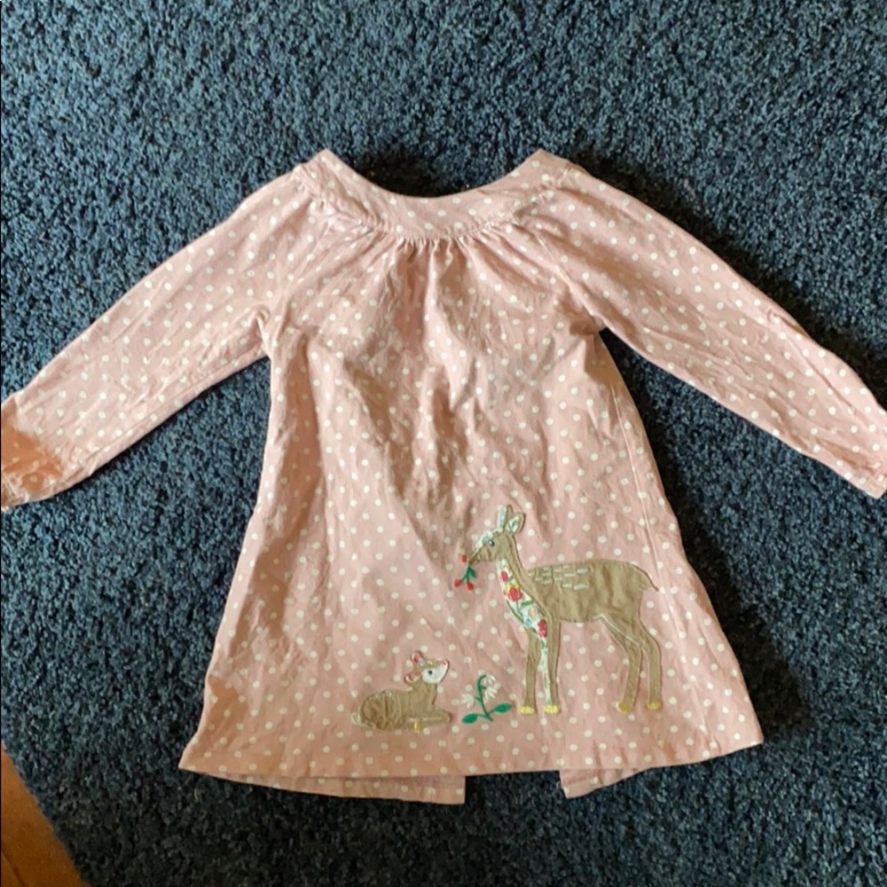 Baby Boden pink dress with deer. 2-3 Year